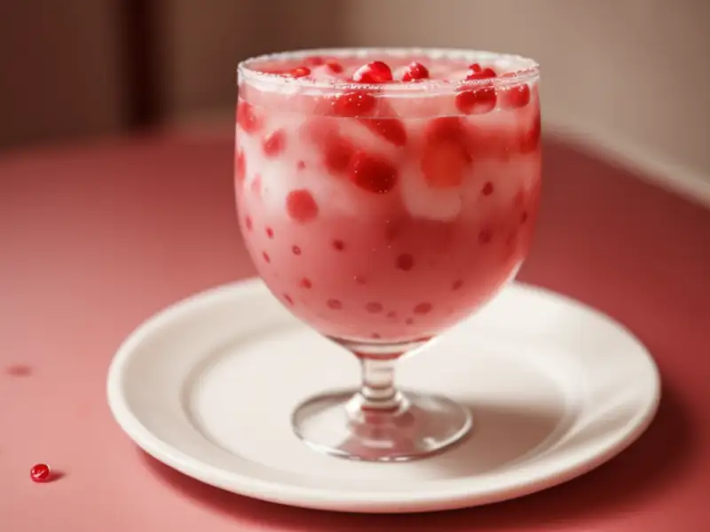Coctel de plátano, fresa y granada