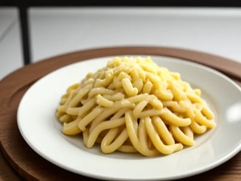Pasta en microondas con ajo y queso
