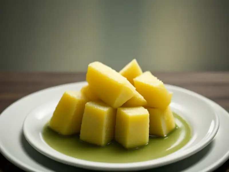 Yuca en microondas con salsa de ajo y limón