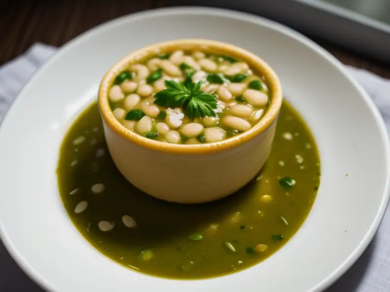 Sopa al pistou de Charleval con tocino salado