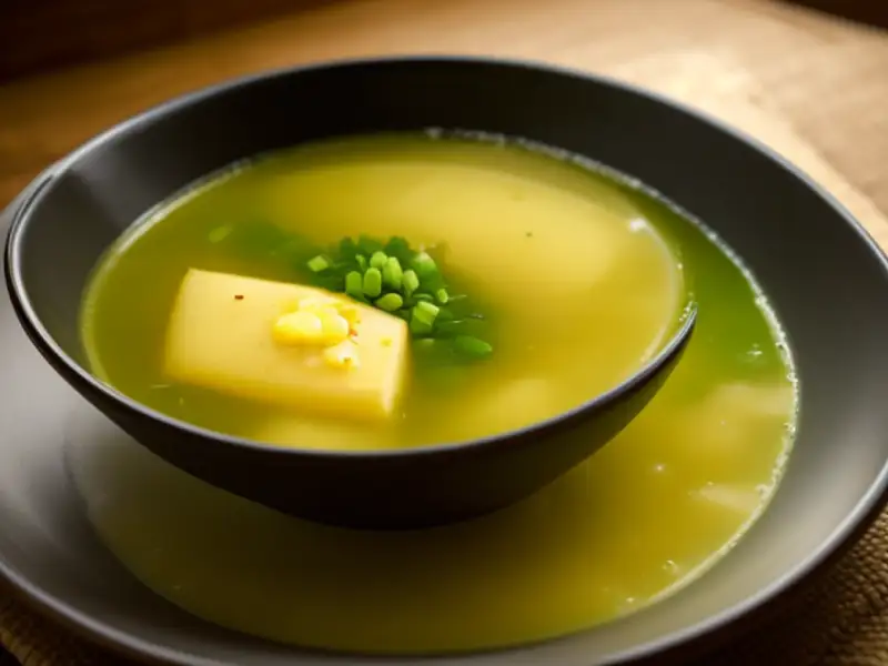 Sopa de miso con tofu y cebollín